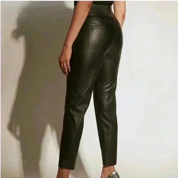 NWT RW&CO Brown Faux-Leather High-Waist Slim Ankle Pant Women's Size 12 - Picture 2 of 13